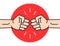 Fist bump icon hand. Strong fight vector friendship bro flat fist bump icon desing