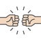 Fist bump icon. Two fists punching. Vector illustration, flat design