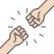 Fist bump icon. Two fists punching. Vector illustration, flat design