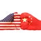 Fist flags USA and China fight