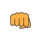 Fist, forward punch line icon, filled outline vector sign, linear colorful pictogram isolated on white.