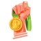 Fist with gold medal, winner concept -