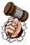 Fist Hand Holding Judge Hammer Gavel Cartoon