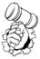 Fist Hand Holding Judge Hammer Gavel Cartoon