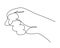 Fist hand one-line art, hand drawn continuous contour. Palm with fingers gesturing, drawing single line style, minimalist design.