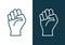 Fist hand power logo. Protest strong fist raised fight icon, rebel illustration