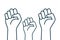 Fist hand power logo. Protest strong fist raised fight icon, rebel illustration
