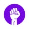 Fist hand power logo. Protest strong fist raised fight icon, rebel illustration