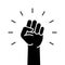 Fist hand power logo. Protest strong fist raised fight icon, rebel illustration