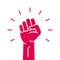 Fist hand power logo. Protest strong fist raised fight icon, rebel illustration