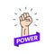 Fist hand power rebel logo. Protest strong fist raised fight icon, rebel illustration