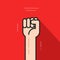 Fist hand up, revolution logo idea, freedom symbol, soviet concept
