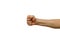 Fist hands horizontally white man on a white background isolated