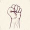 Fist held high vector, revolt, protest sign