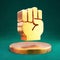 Fist icon. Fortuna Gold Fist symbol on golden podium