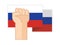 Fist power hand with national flag of Russia.