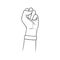 Fist raised in the air. Hand gesture as symbol of fight, freedom and determination. Vector illustration isolated in
