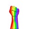 Fist raised up rainbow colored hand. LGBT concept. Vector
