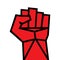 Fist red clenched hand vector. Victory, revolt concept. Revolution, solidarity, punch, strong, strike, change illustration. Easy