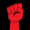 Fist red clenched hand vector. Victory, revolt concept. Revolution, solidarity, punch, strong, strike, change illustration. Easy