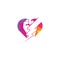 Fist Thunder Power heart shape concept Logo