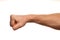 Fist on a white background as a symbol of willpower, resistance and aggression