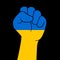 Fist in yellow-blue Ukraine flag colors â€“ vector