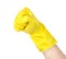 Fist in a yellow glove