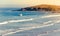 Fistral beach on sunny autumn day in Cornwall