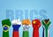 Fists with the BRICS countries\\\' flags