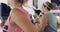 Fit, active and healthy women running on a treadmill in a gym. Group of ladies jogging on exercise equipment while