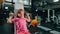 Fit Athletic Baby Girl Work out with Dumbbell, Doing Her Fitness