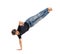 Fit athletic man doing a hip hop balancing pose