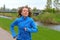 Fit athletic middle-aged woman jogging