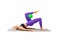 Fit beautiful woman practice shoulder bridge drill with one leg up and a small rubber ball under her bent knee, isolated