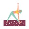 Fit cartoon woman in stretching yoga pose - extended triangle