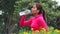 Fit female teen drinking bottled water