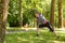 Fit sporty mature woman doing yoga exercises