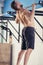 Fit toes to bar man pull-ups bars workout exercise at gym