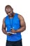 Fit trainer writing on notepad
