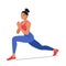 Fit Woman Character Performing Lunges, Showcasing Strength And Flexibility. Each Step Engages Leg Muscles