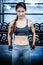 Fit woman with clenched fist