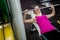 Fit woman lifting the barbell bench press