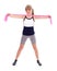 Fit woman with stretch band