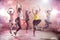 Fit young women dancing and exercising