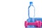 Fitnes symbols - Pink dumbbells, a bottle of water and a towel. The concept of a healthy lifestyle