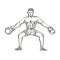 Fitness Athlete Lifting Kettlebell Doodle Art