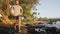 Fitness athlete man doing lunges exercise outside