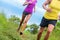 Fitness athletes trail running - athletic legs