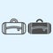 Fitness bag line and solid icon. Textile handbag for gym equipment and clothes. Sport vector design concept, outline